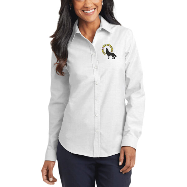 Port Authority® Ladies SuperPro™ Oxford Shirt - Embroidered Logo Thumbnail