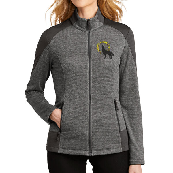Port Authority® Ladies Grid Fleece Jacket - Embroidered Logo Thumbnail